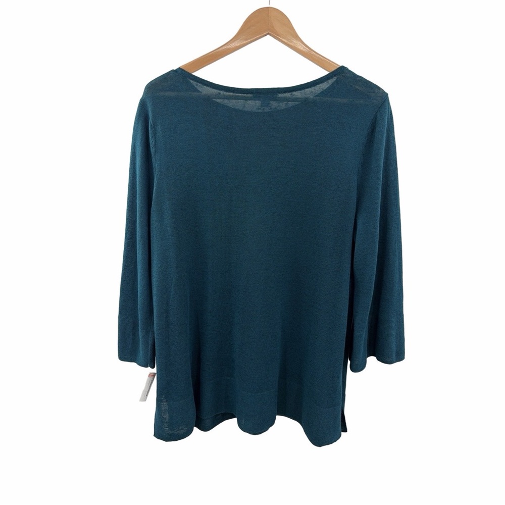 J Jill Boat Neck Deep Teal Women's Tunic Top Linen Blend Size Large